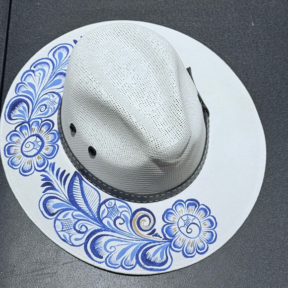 MEXICAN Artisanal Hat HandPainted Fedora Mandala Sombrero Panama Bohemian Medium main image 4